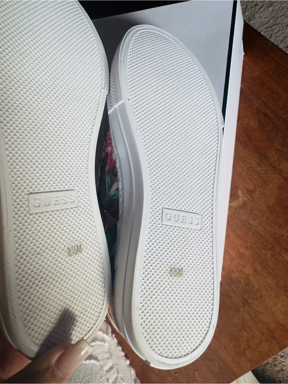 Guess Floral Logo Canvas Sneakers in Brown, White, Pink & Yellow - Picture 5 of 5